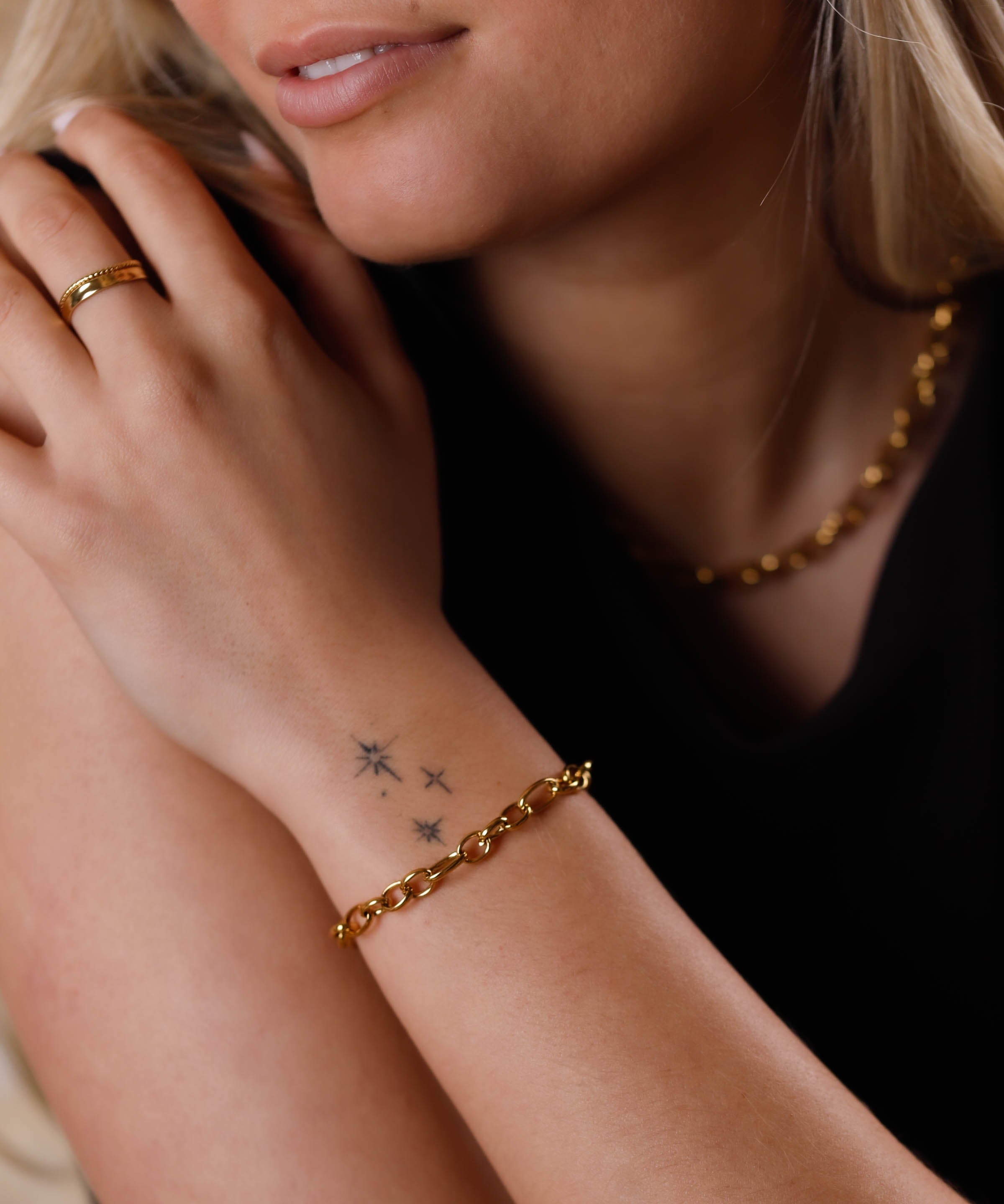 bracelet en acier inoxydable avec maillon pour femme 