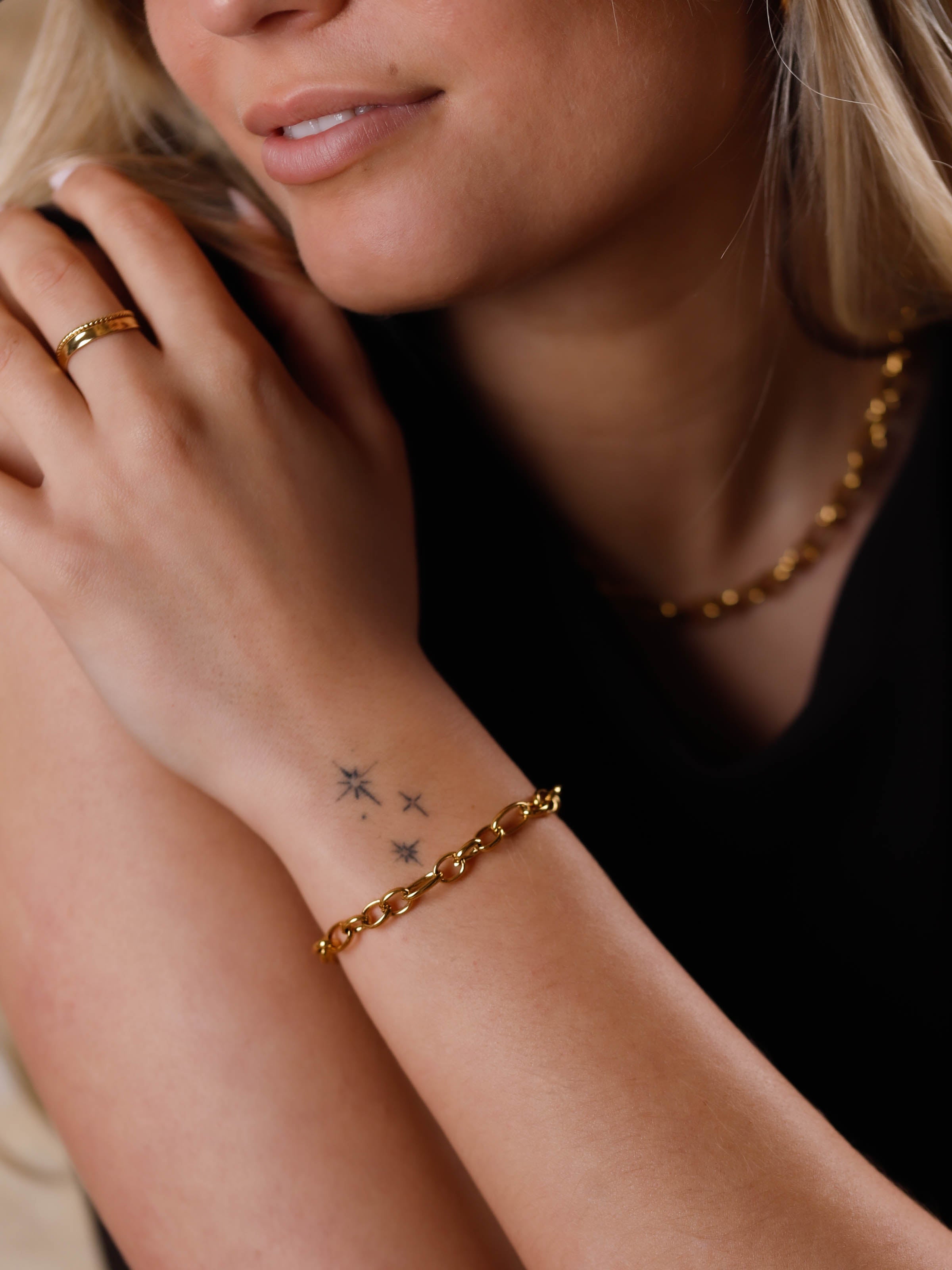 bracelet en acier inoxydable avec maillon pour femme 