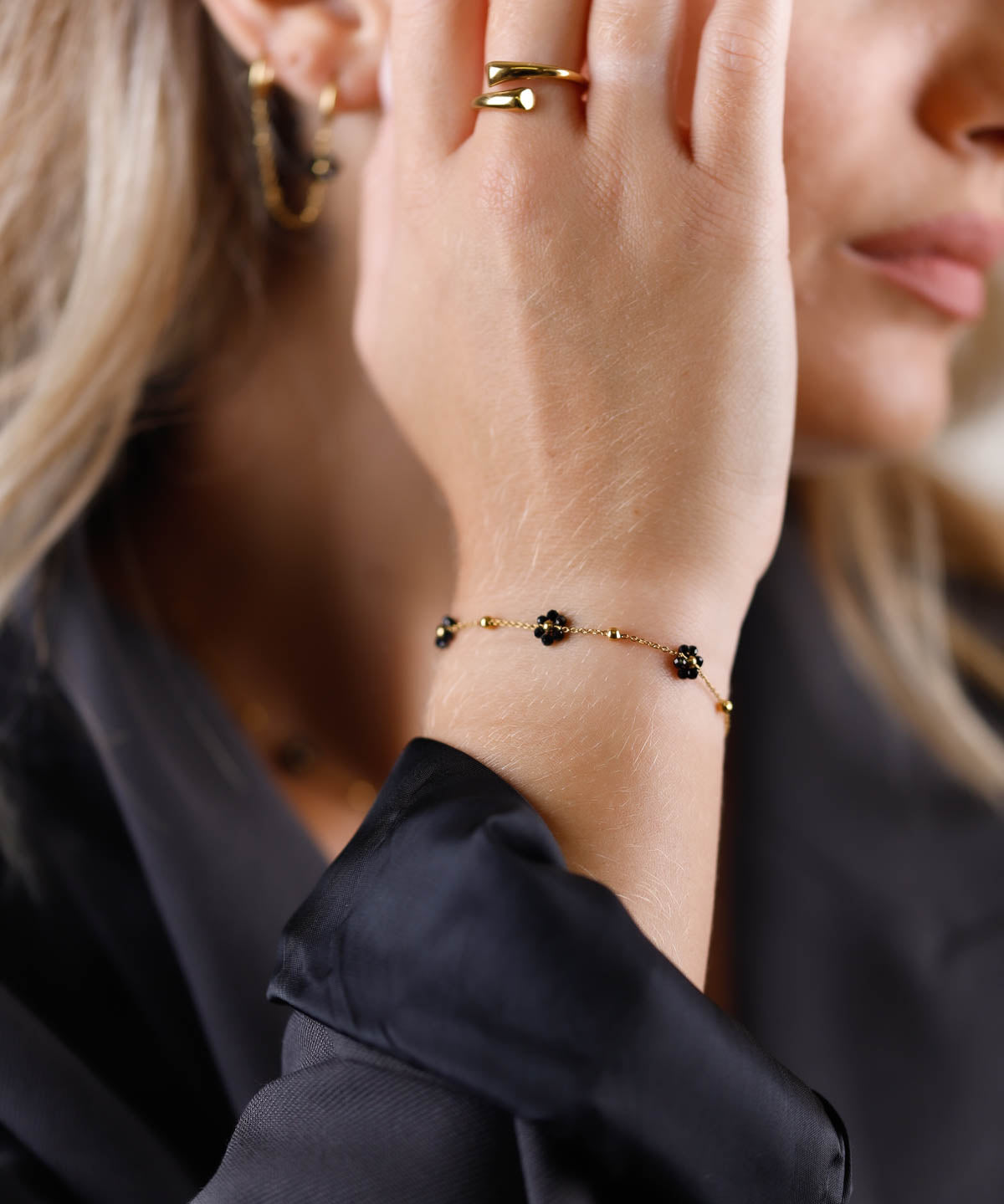 bracelet fleur en acier inoxydable pour femme 