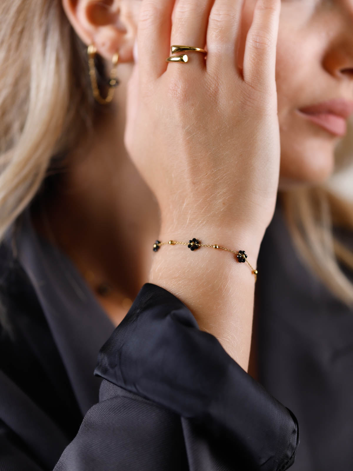 bracelet fleur en acier inoxydable pour femme 