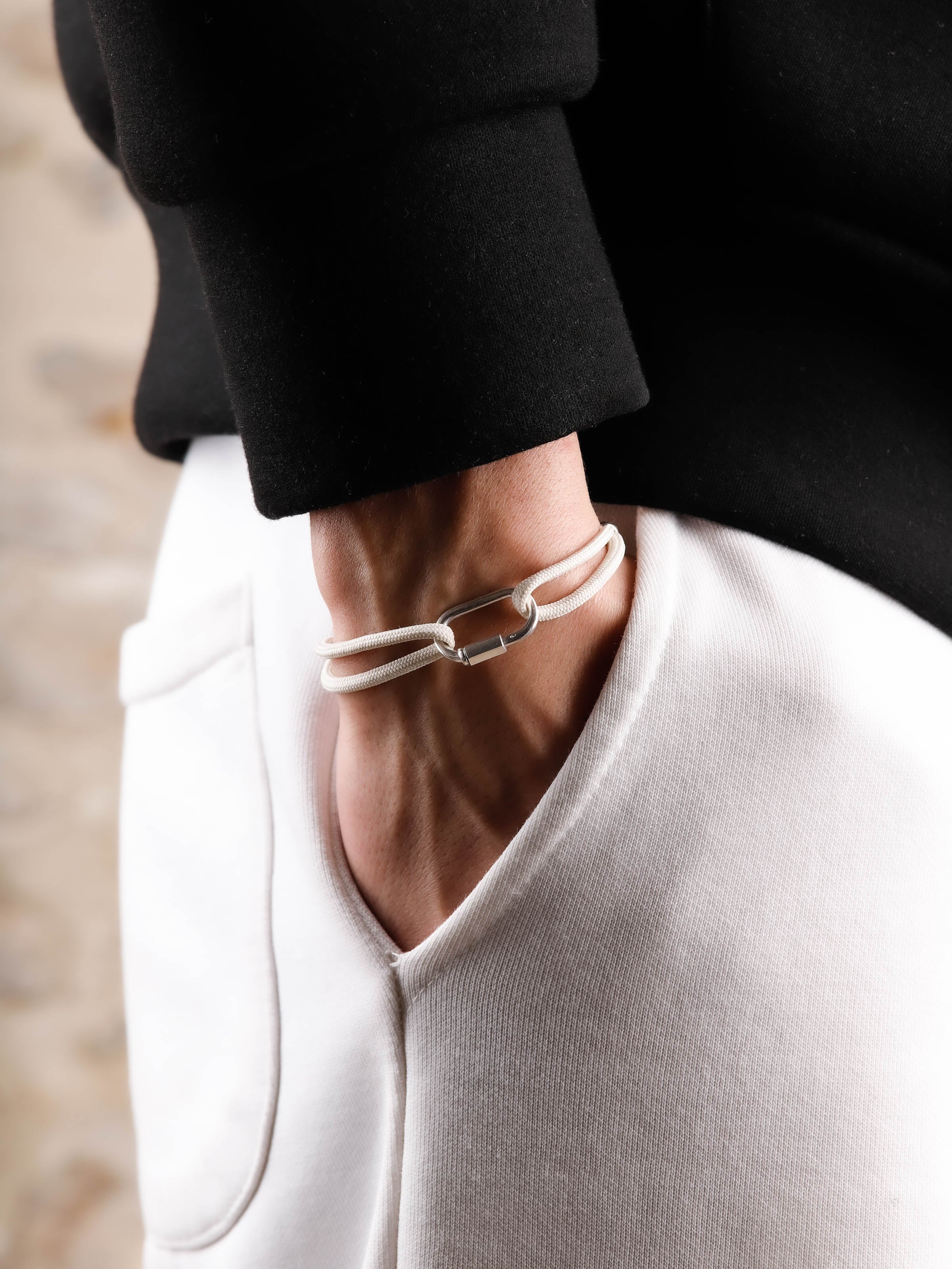 bracelet en argent 925 et cordon pour homme 