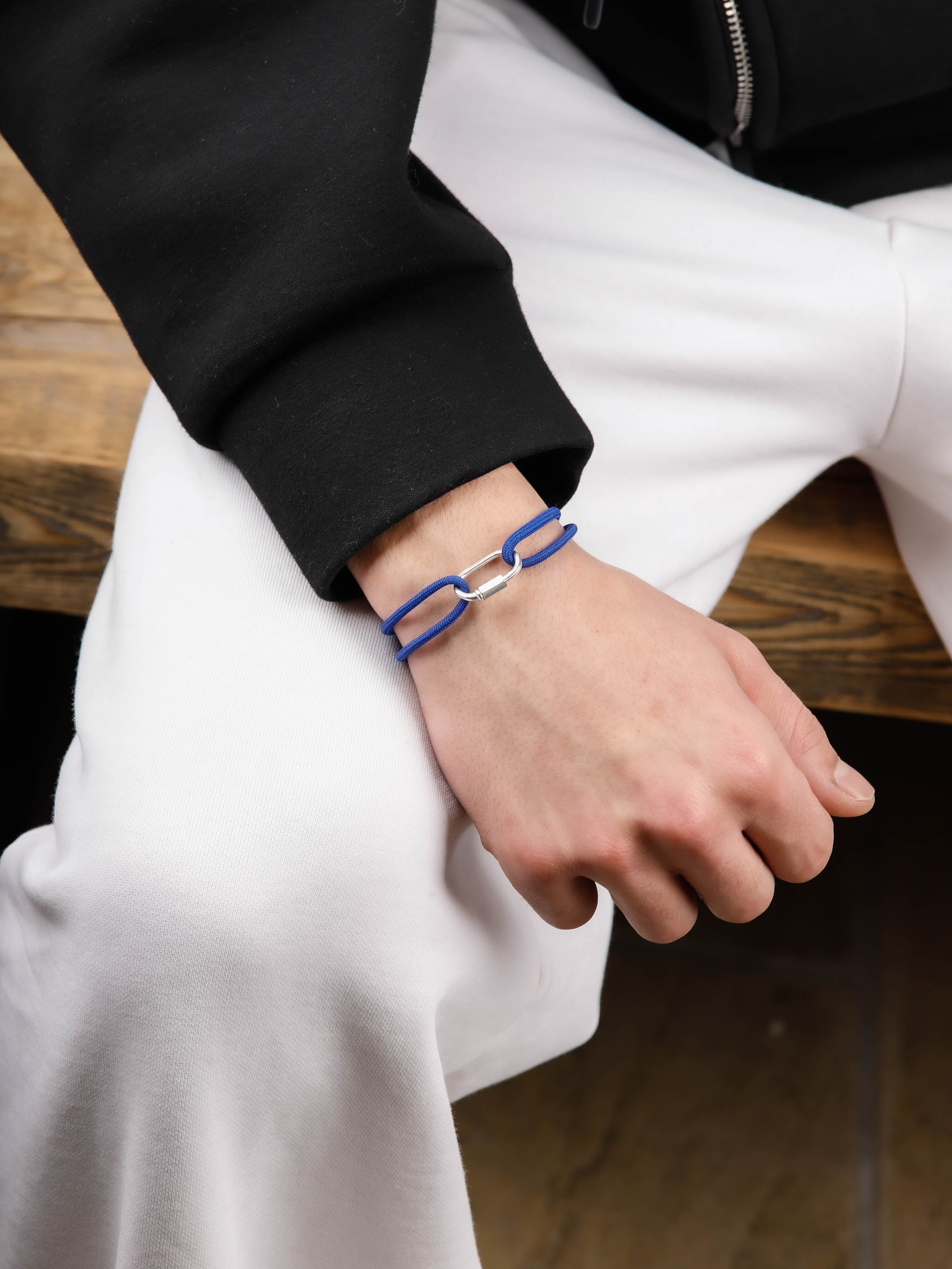 bracelet en argent 925 et cordon pour homme 