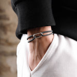 bracelet en argent 925 et cordon pour homme 