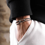 bracelet en argent 925 et cordon pour homme 