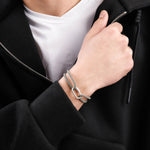 bracelet en argent 925 et cordon pour homme 