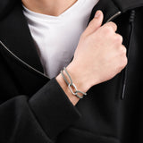 bracelet en argent 925 et cordon pour homme 
