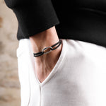 bracelet en argent 925 et cordon pour homme 