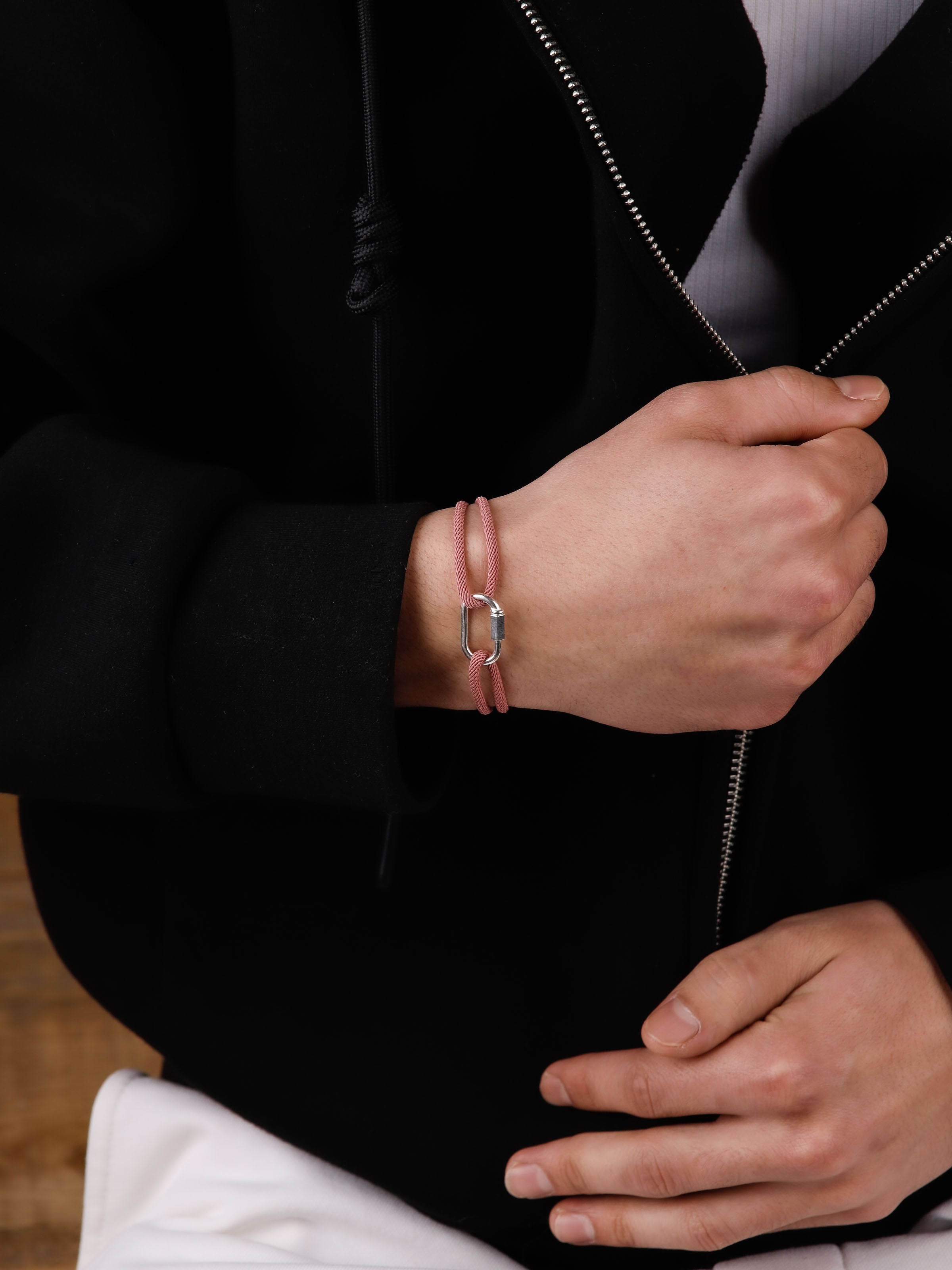 bracelet en argent 925 et cordon pour homme 
