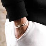 bracelet en argent 925 et cordon pour homme 