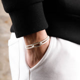 bracelet en argent 925 et cordon pour homme 