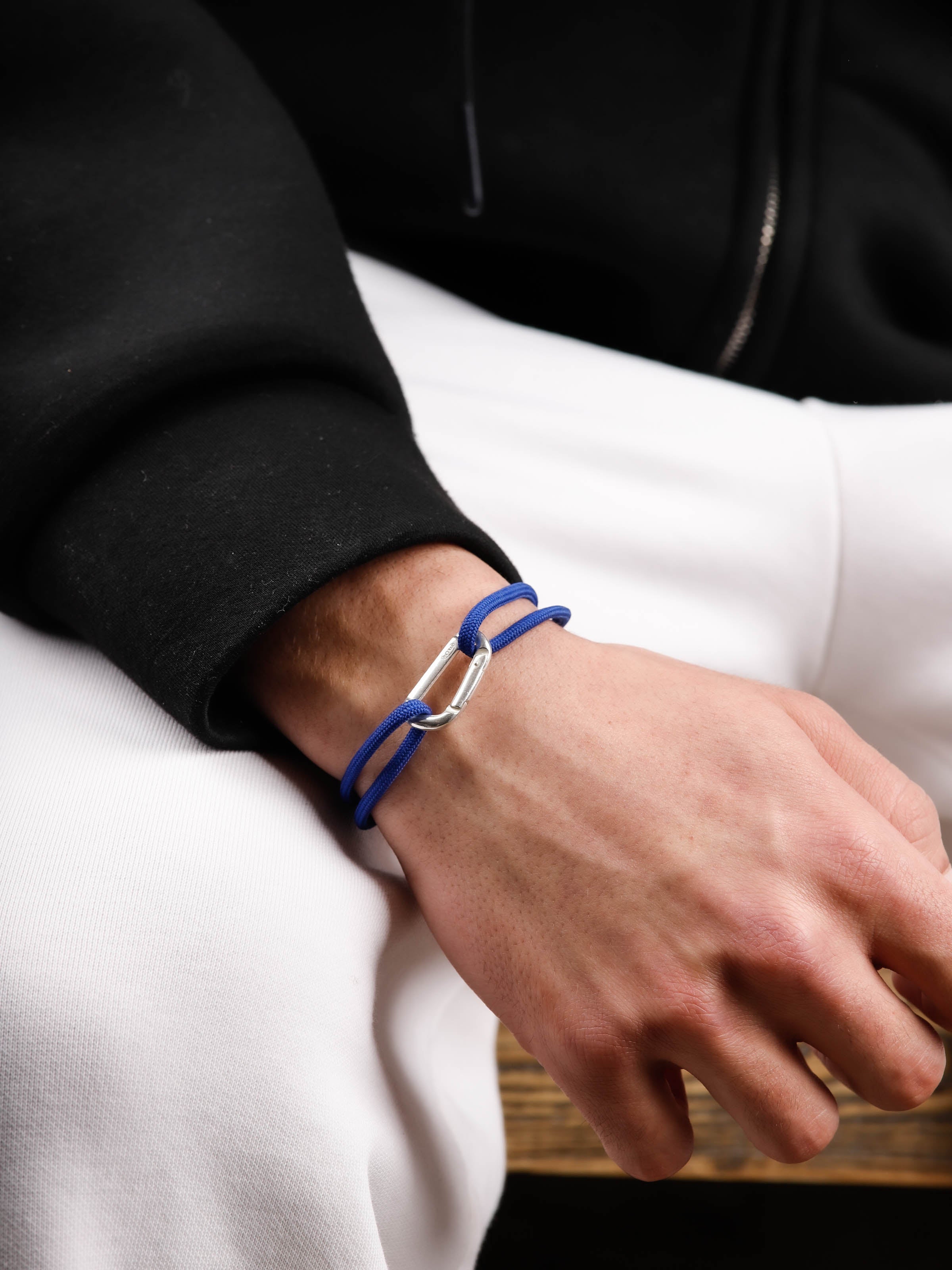 bracelet en argent 925 et cordon pour homme 