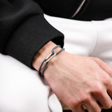 bracelet en argent 925 et cordon pour homme 