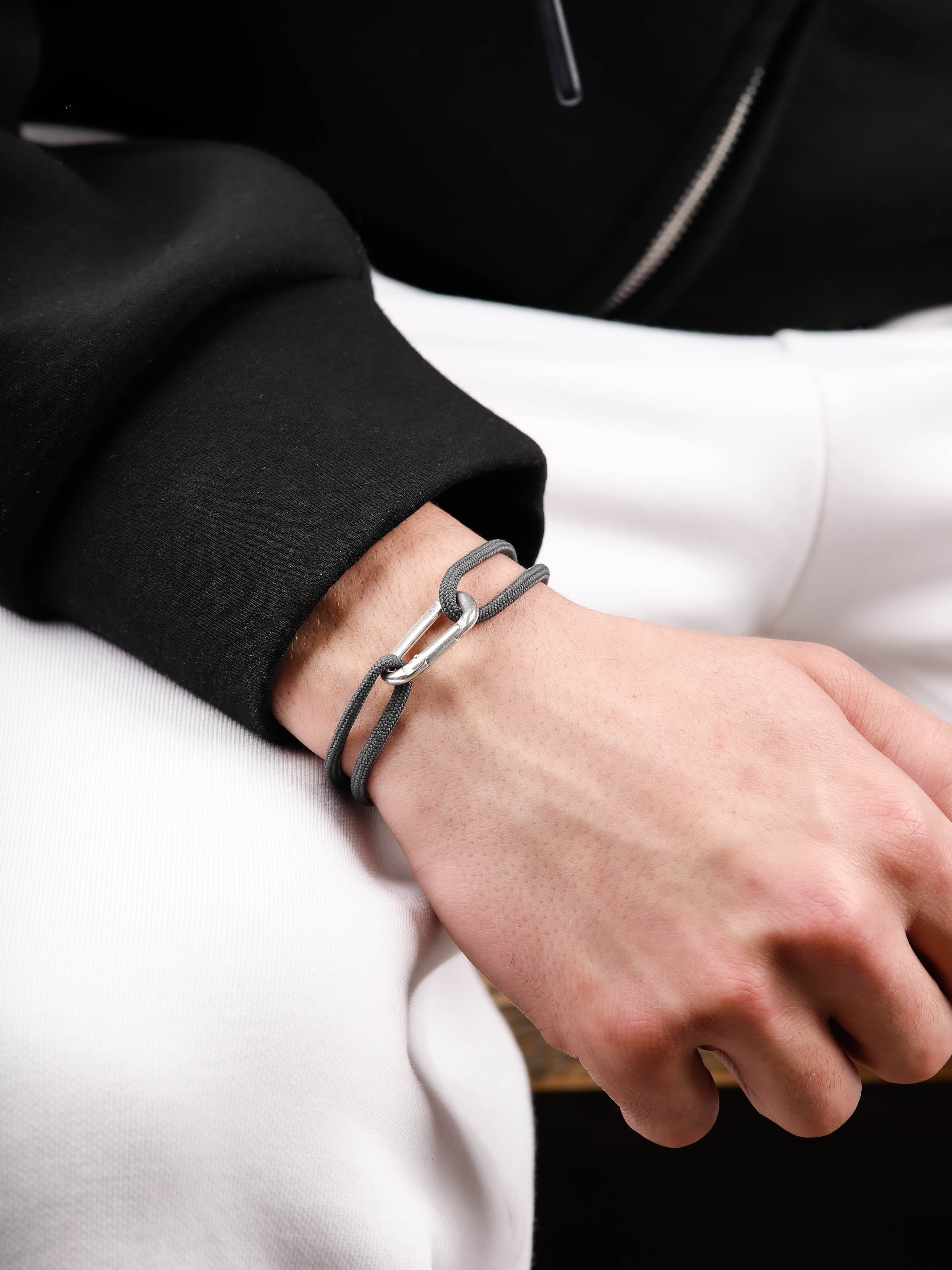bracelet en argent 925 et cordon pour homme 