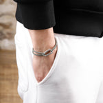 bracelet en argent 925 et cordon pour homme 