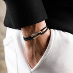 bracelet en argent 925 et cordon pour homme 