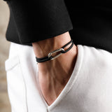 bracelet en argent 925 et cordon pour homme 