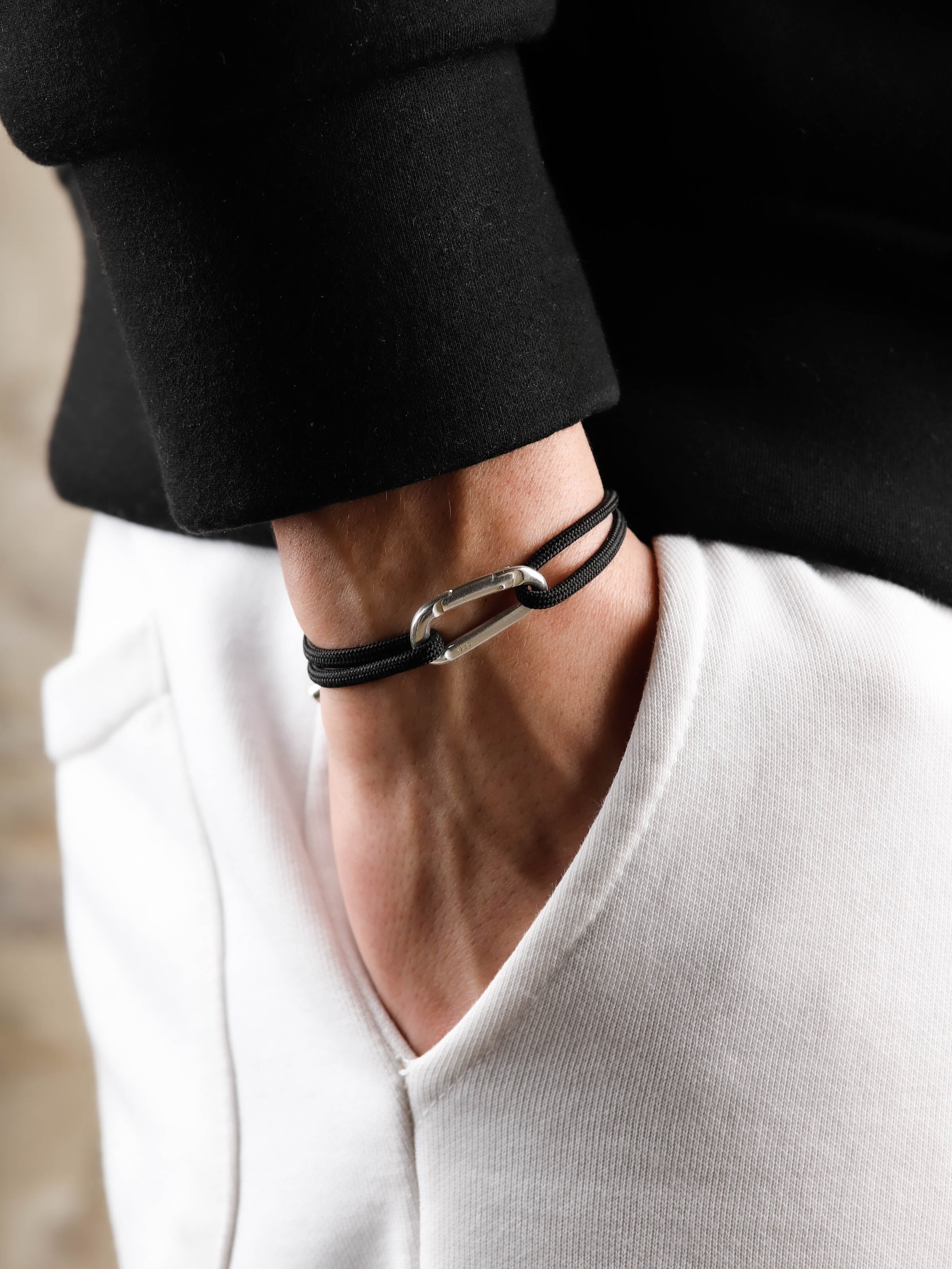 bracelet en argent 925 et cordon pour homme 