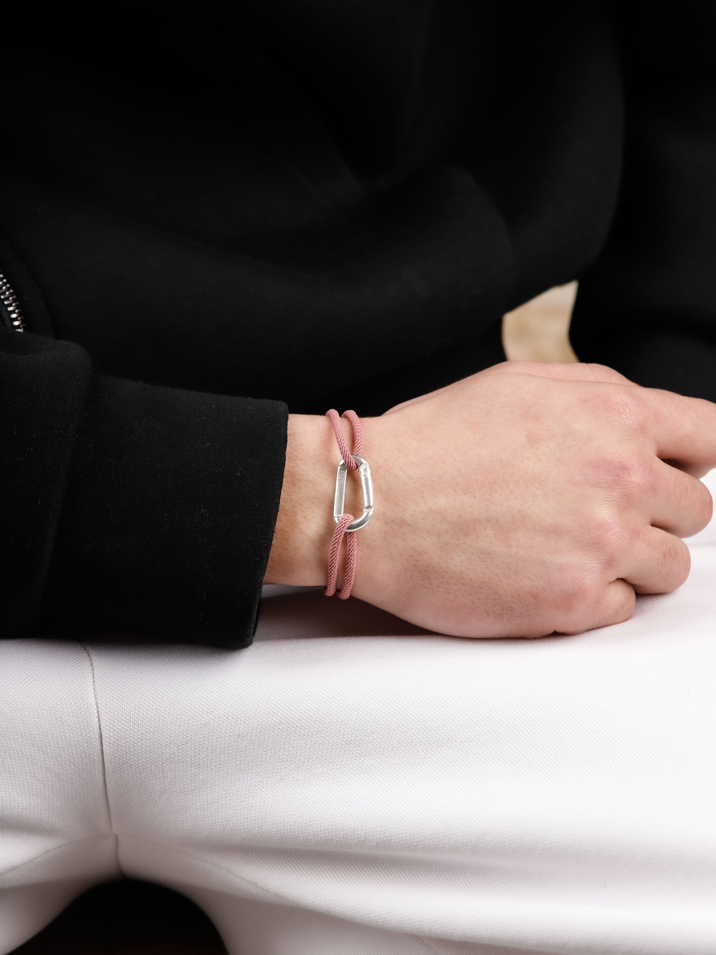 bracelet en argent 925 et cordon pour homme 