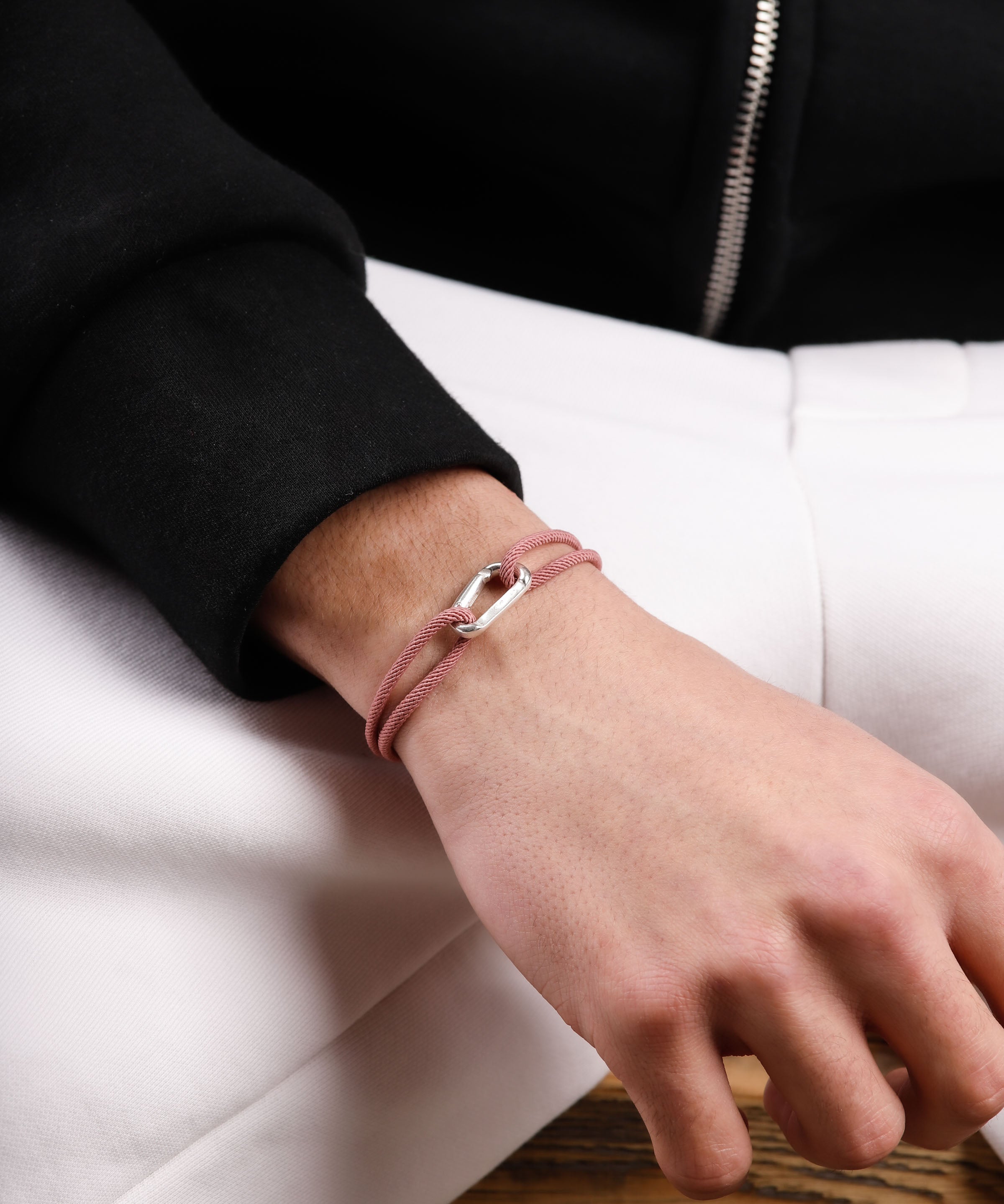 bracelet en argent 925 et cordon pour homme 