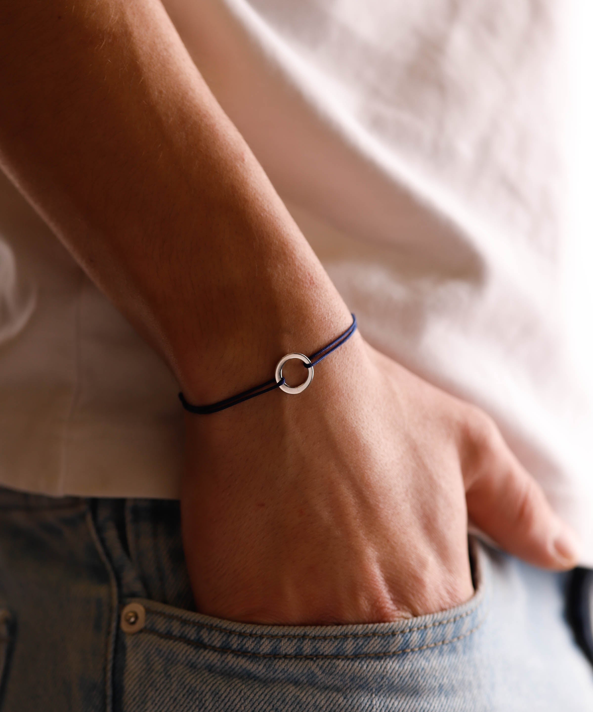 bracelet en argent 925 et cordon pour homme