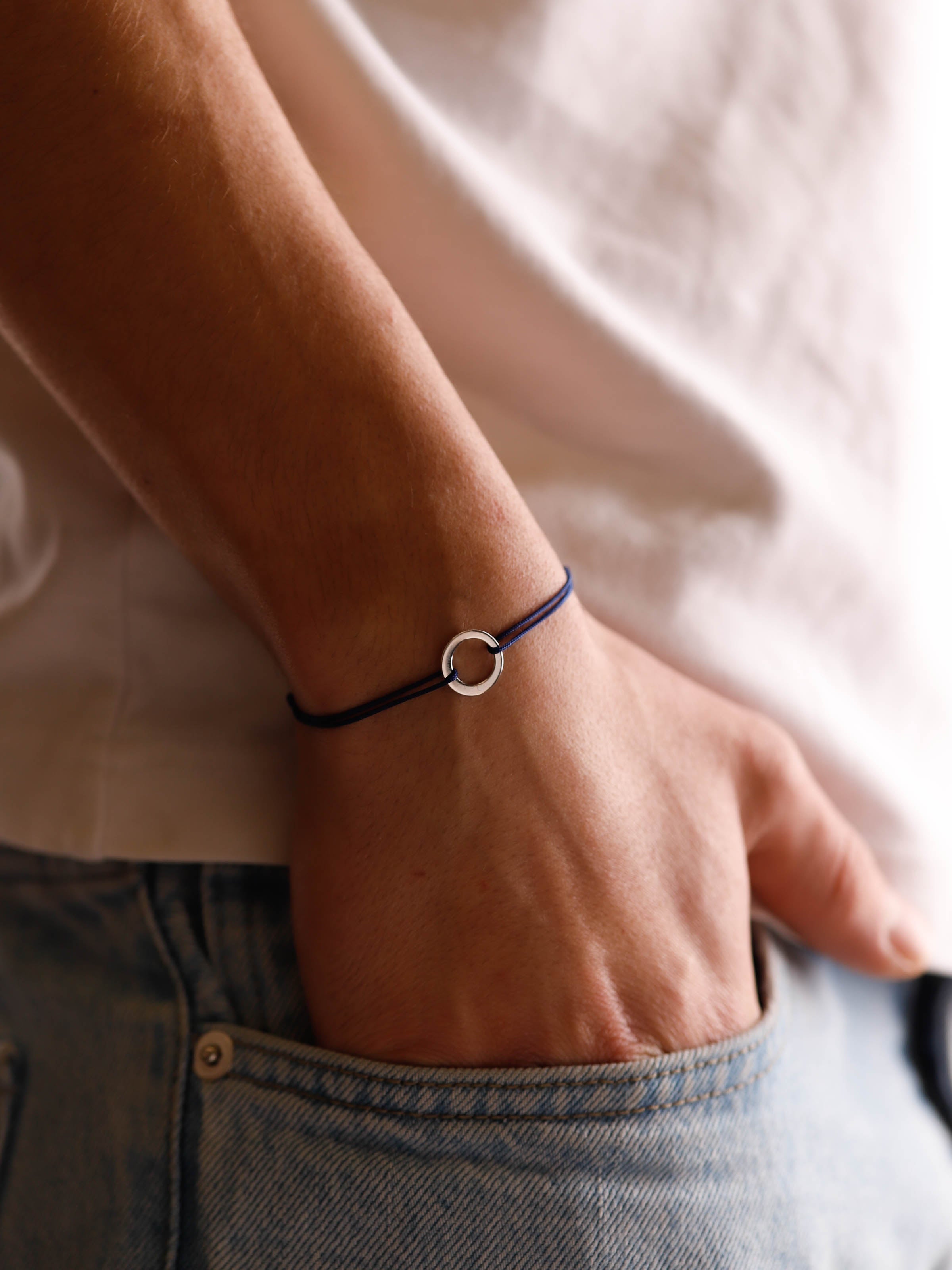 bracelet en argent 925 et cordon pour homme