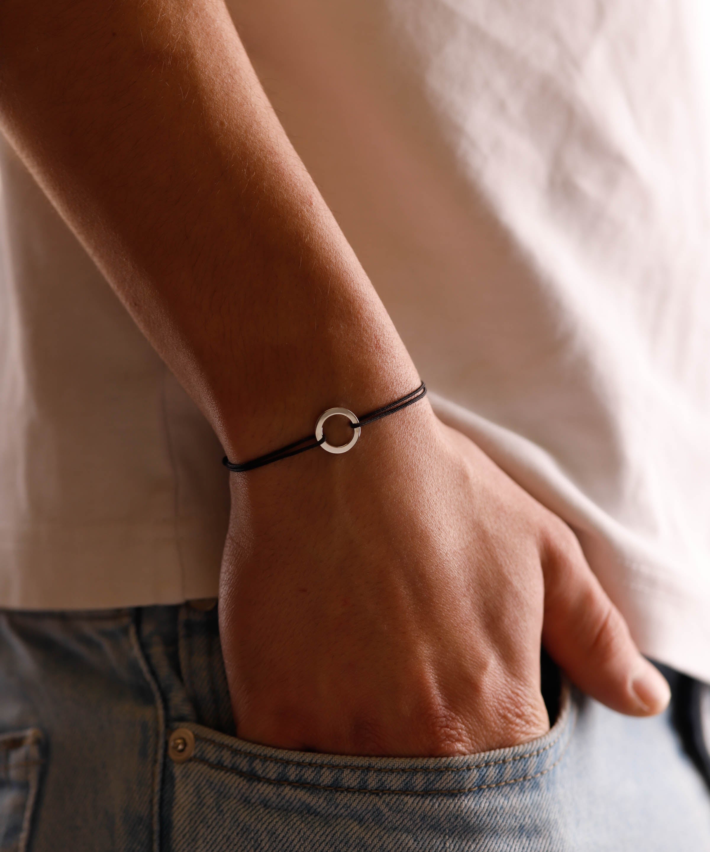 bracelet en argent 925 et cordon pour homme
