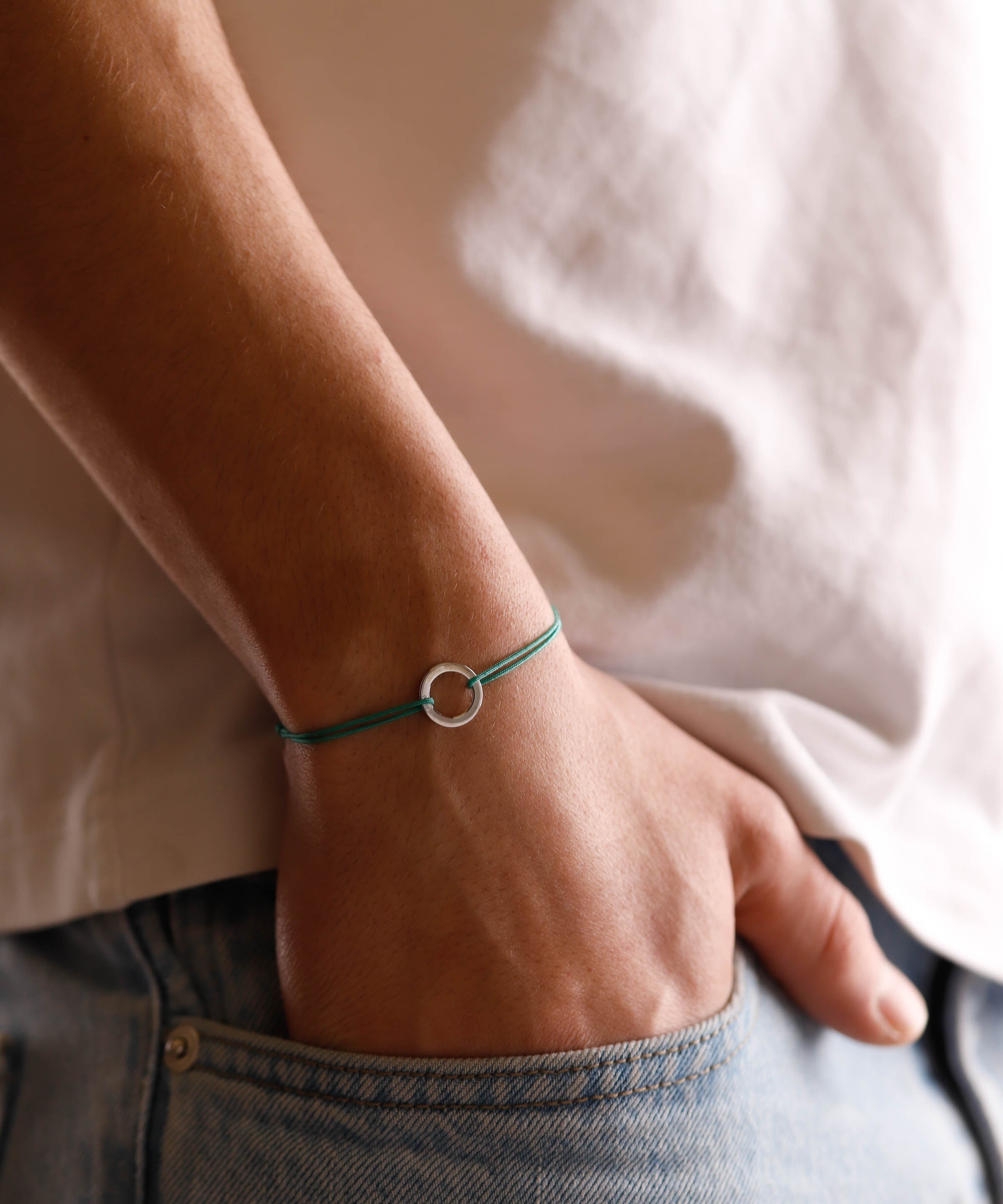 bracelet en argent 925 et cordon pour homme