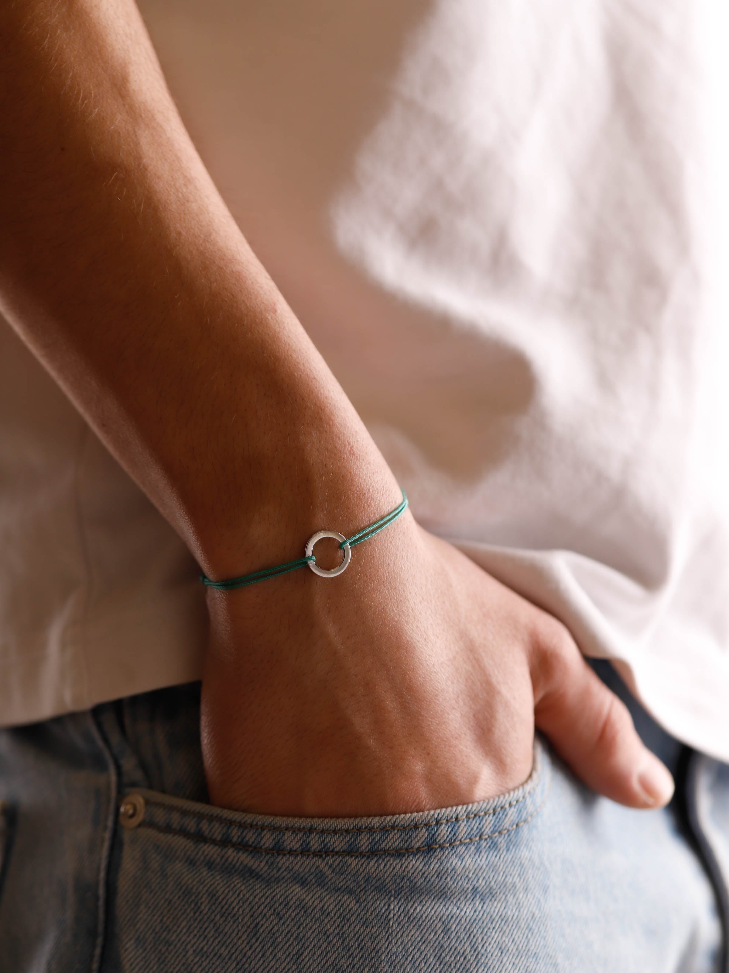 bracelet en argent 925 et cordon pour homme