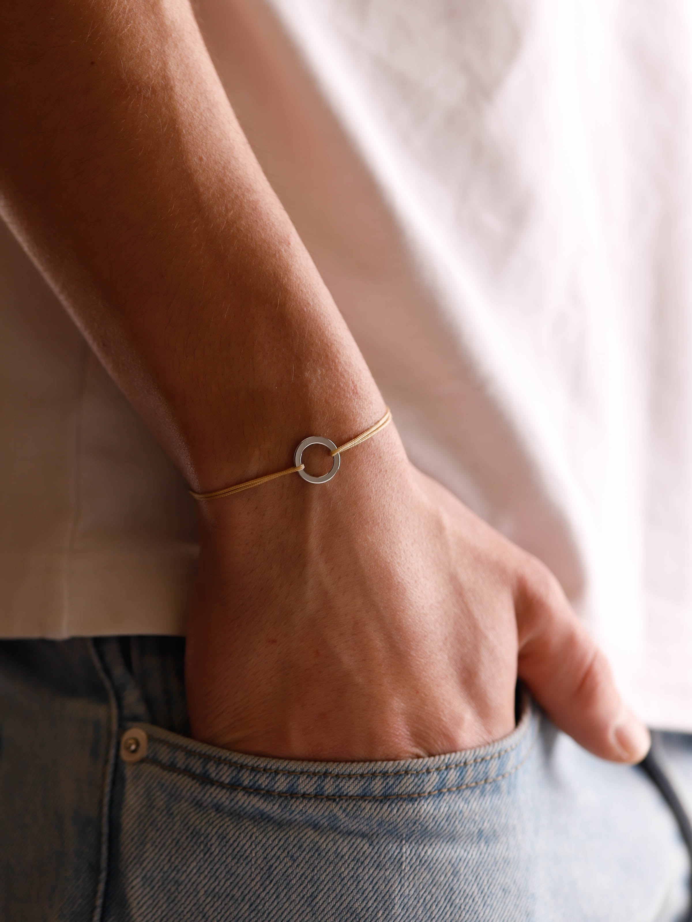 bracelet en argent 925 et cordon pour homme
