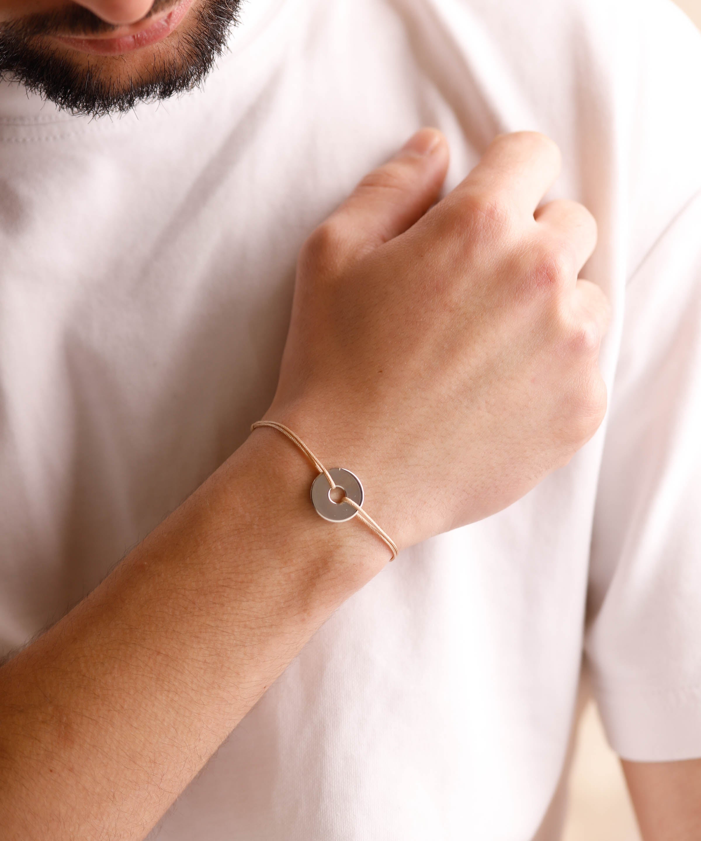bracelet en argent 925 et cordon pour homme
