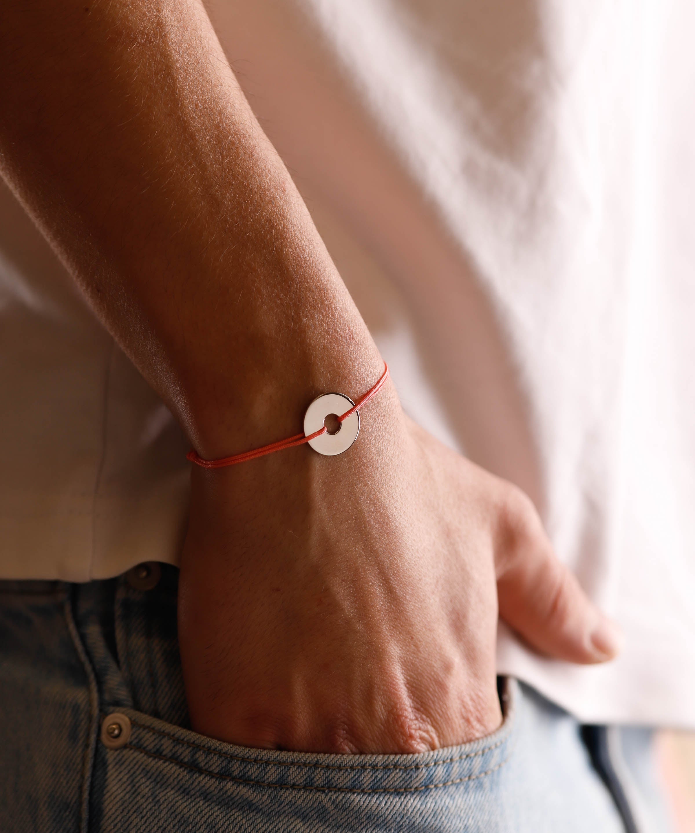 bracelet en argent 925 et cordon pour homme