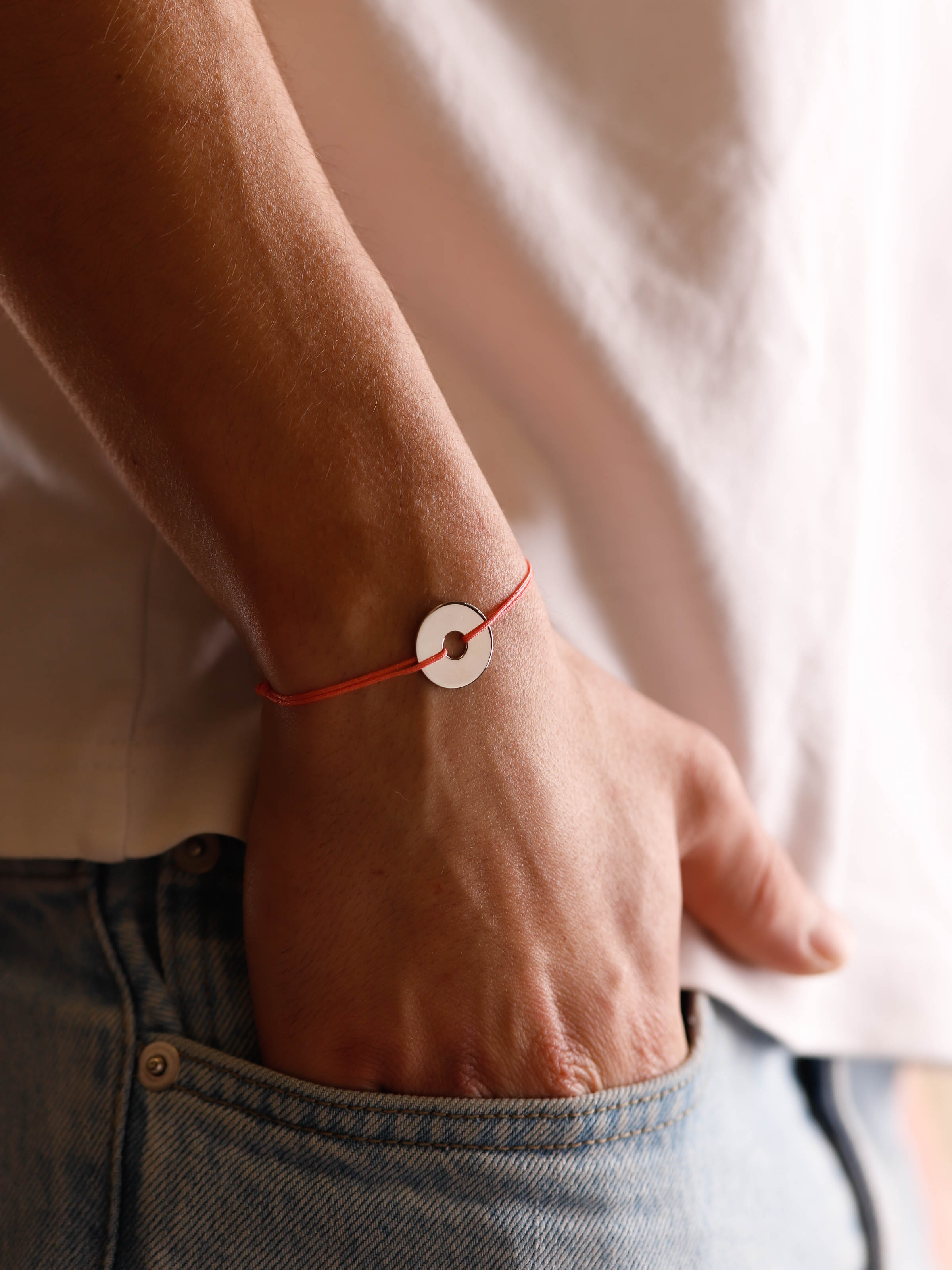 bracelet en argent 925 et cordon pour homme