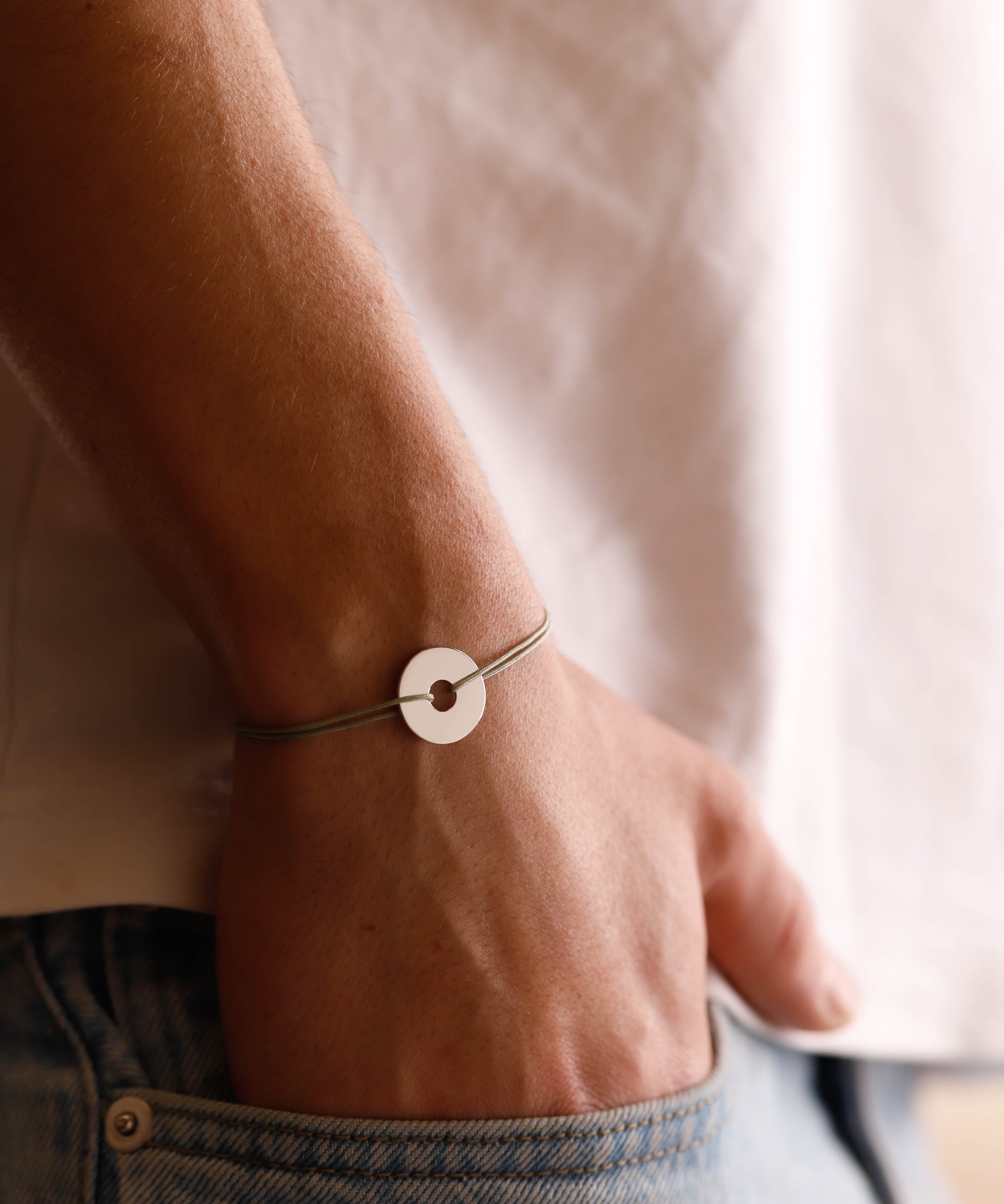 bracelet en argent 925 et cordon pour homme