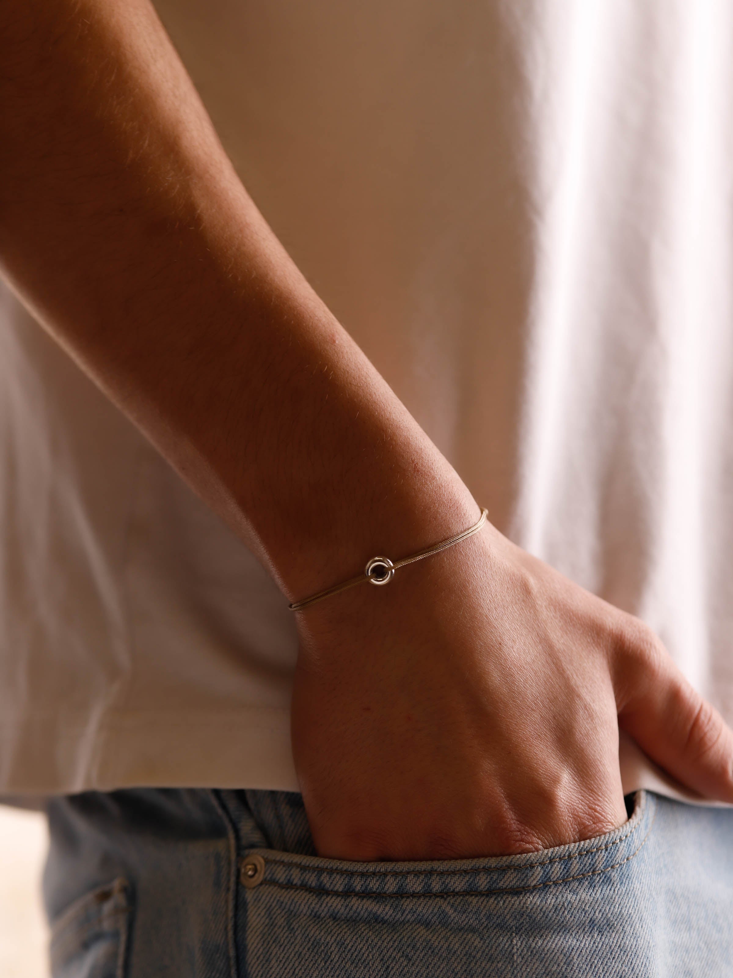 bracelet en argent 925 et cordon pour homme