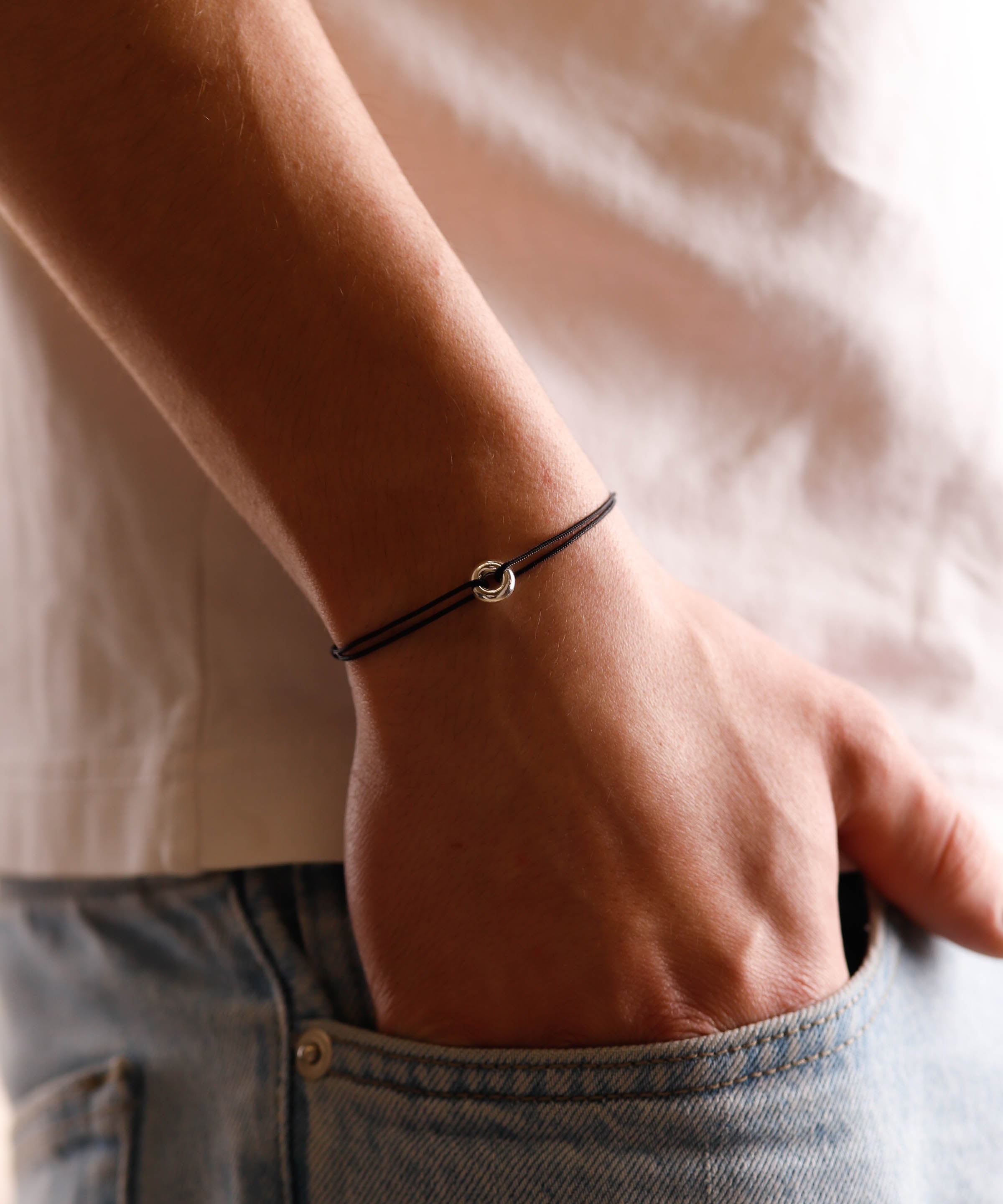 bracelet en argent 925 et cordon pour homme