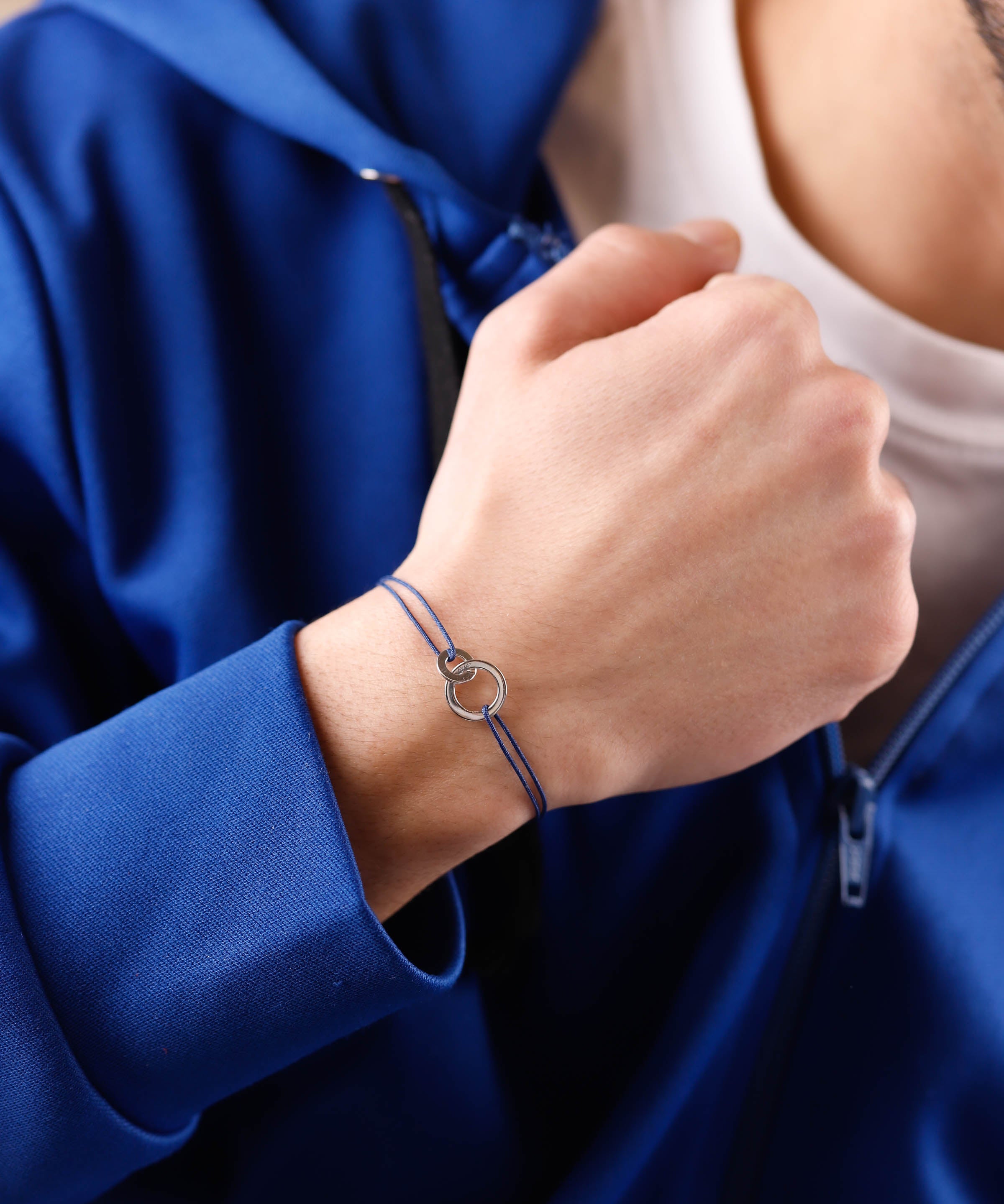 bracelet en argent 925 et cordon pour homme