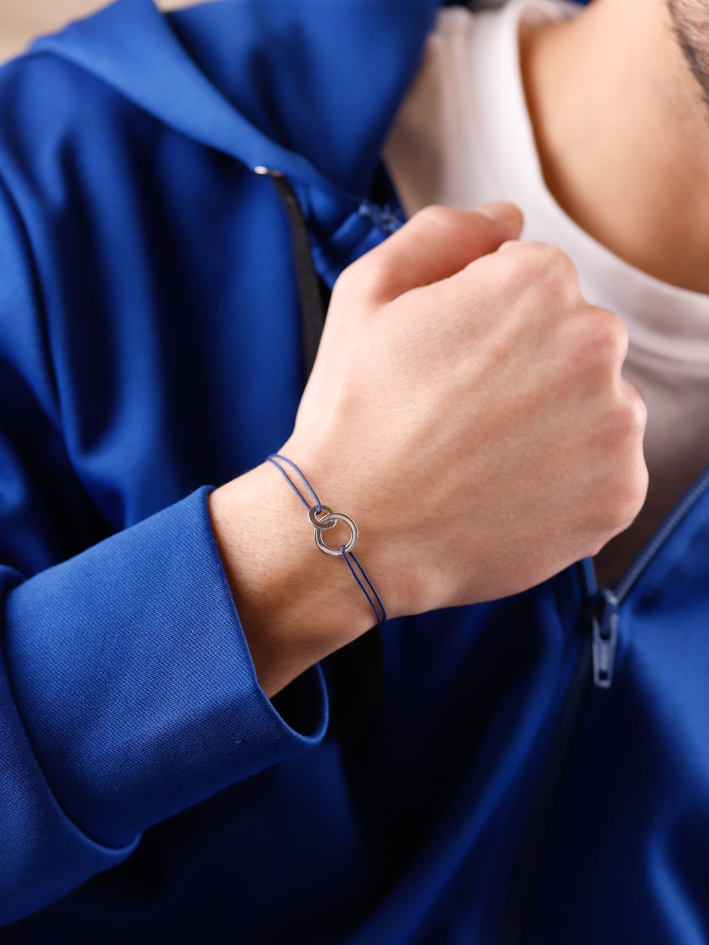 bracelet en argent 925 et cordon pour homme