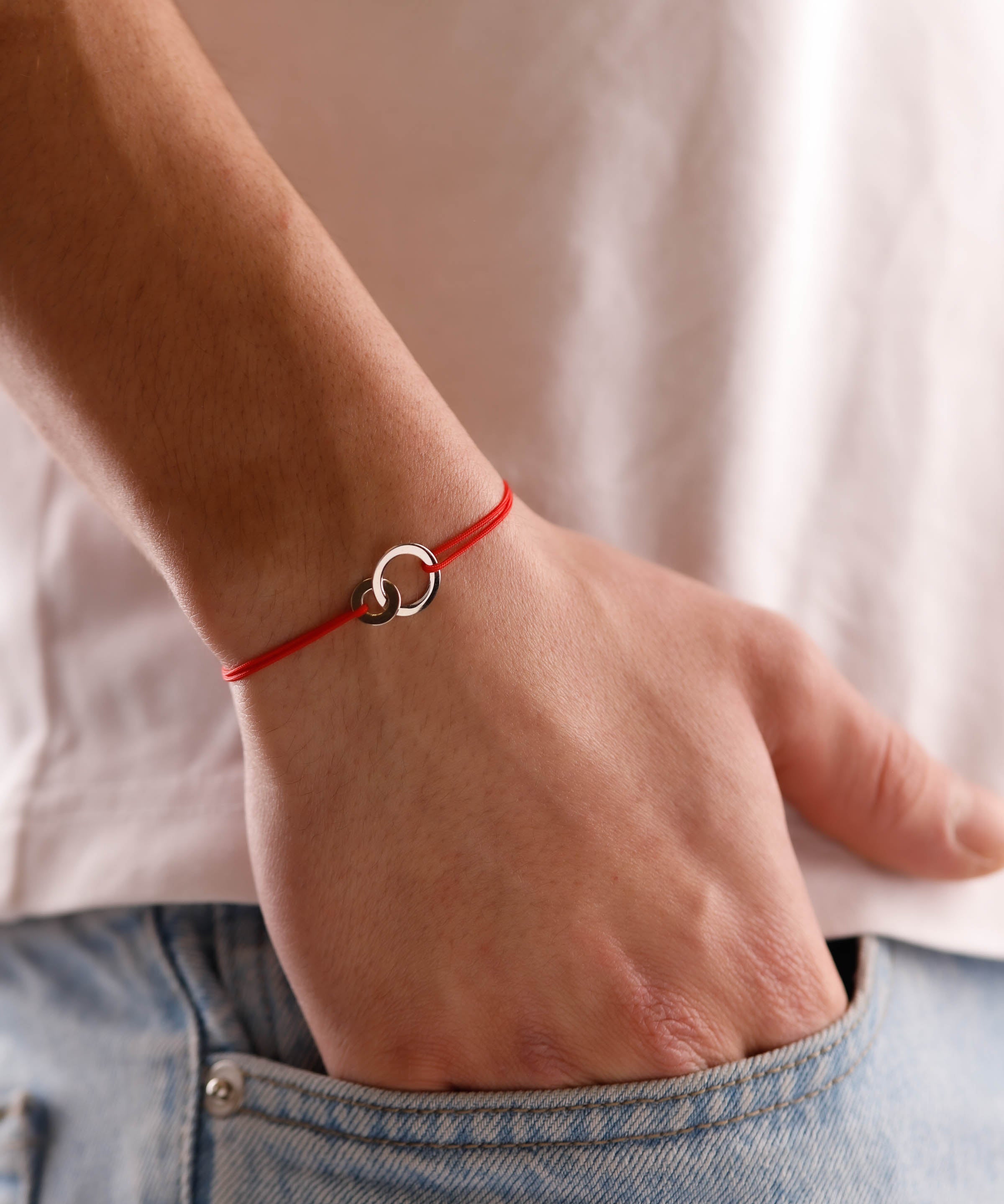 bracelet en argent 925 et cordon pour homme