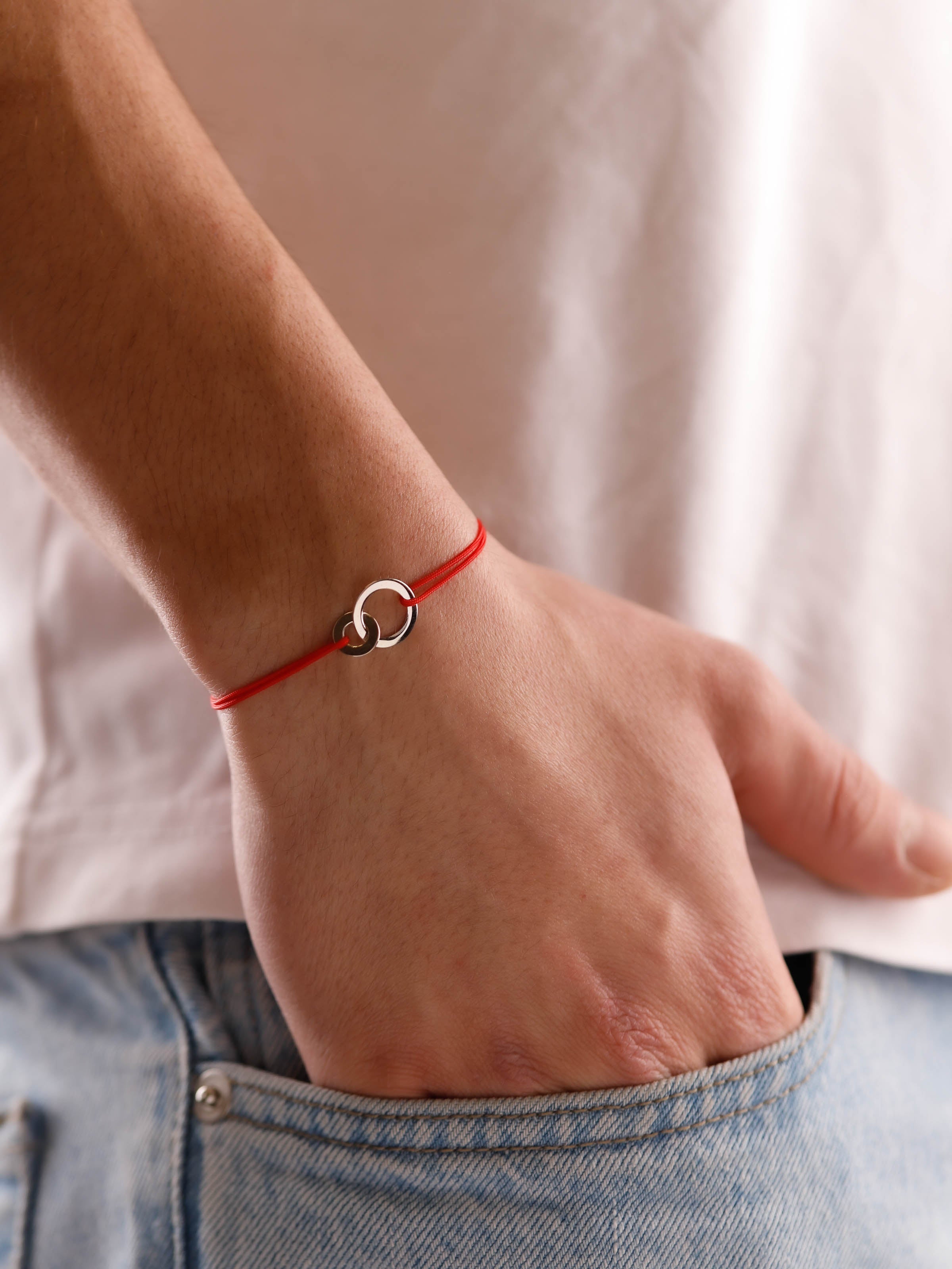 bracelet en argent 925 et cordon pour homme