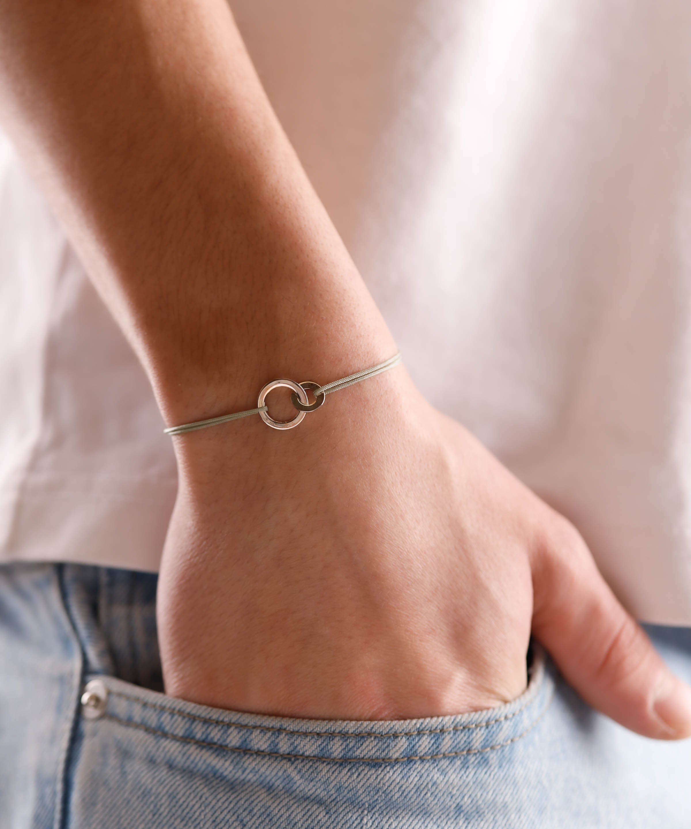 bracelet en argent 925 et cordon pour homme