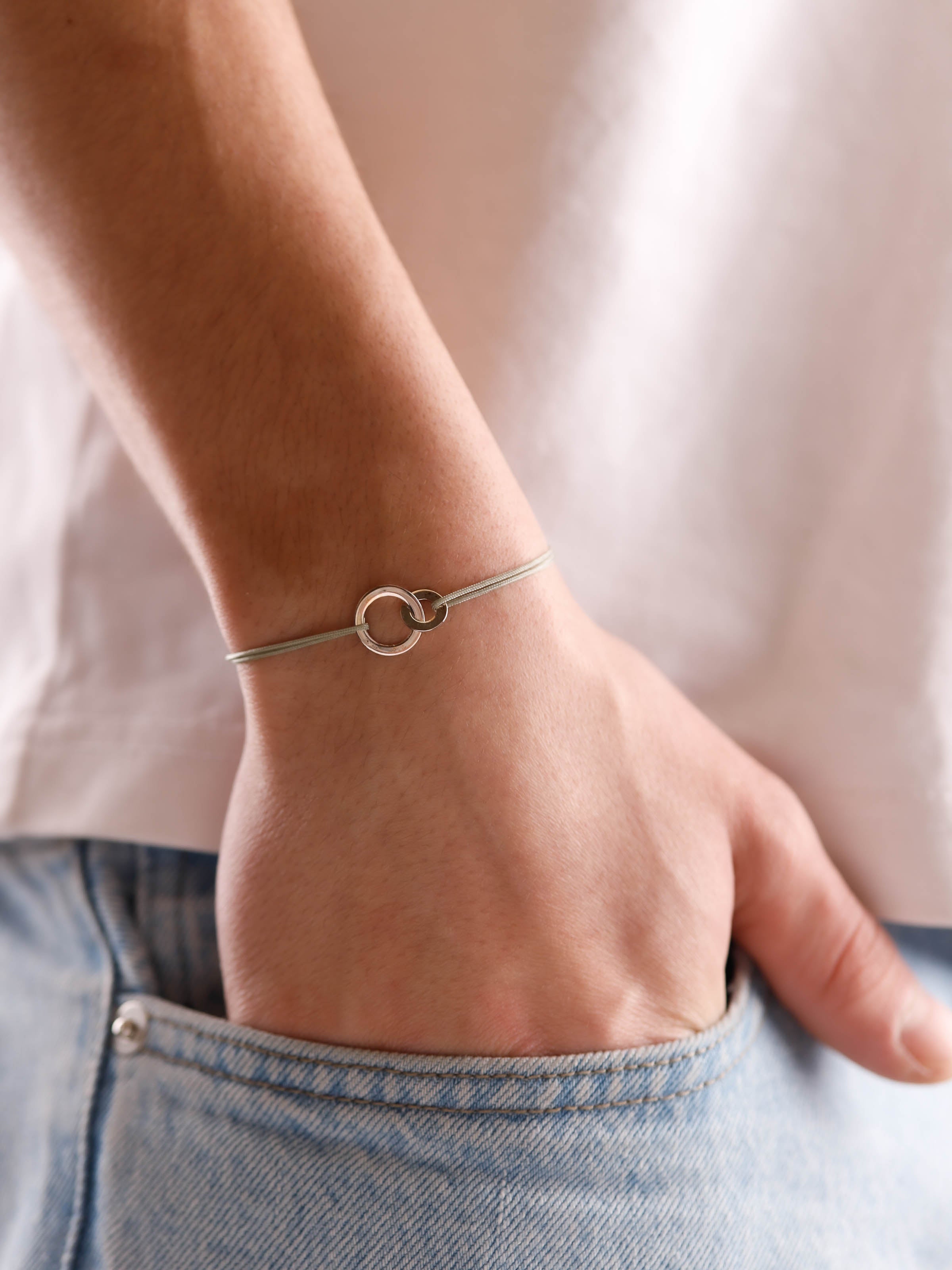 bracelet en argent 925 et cordon pour homme