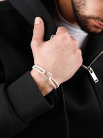 bracelet en argent 925 et cordon pour homme