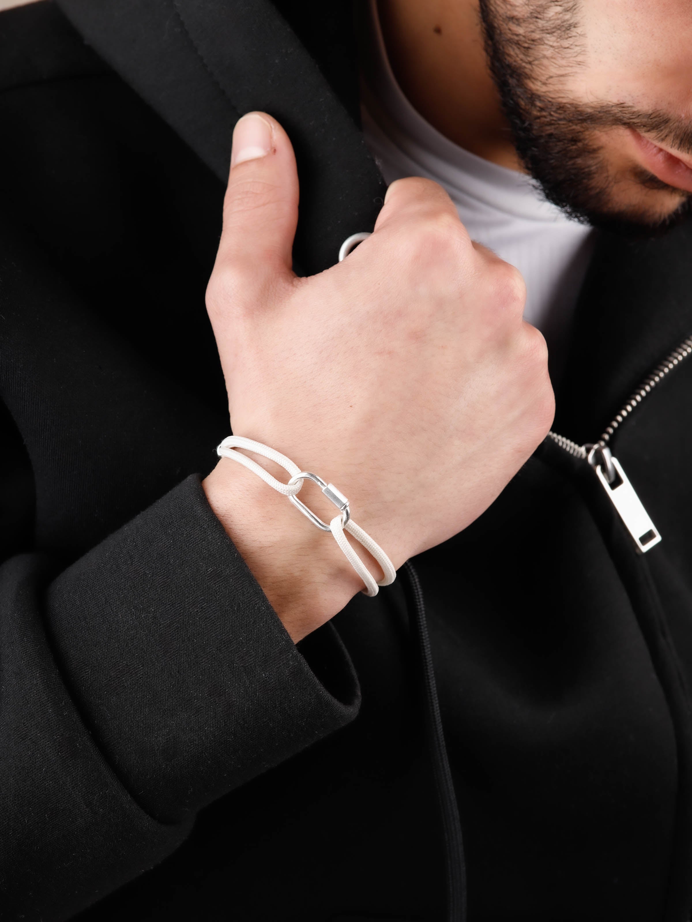 bracelet en argent 925 et cordon pour homme