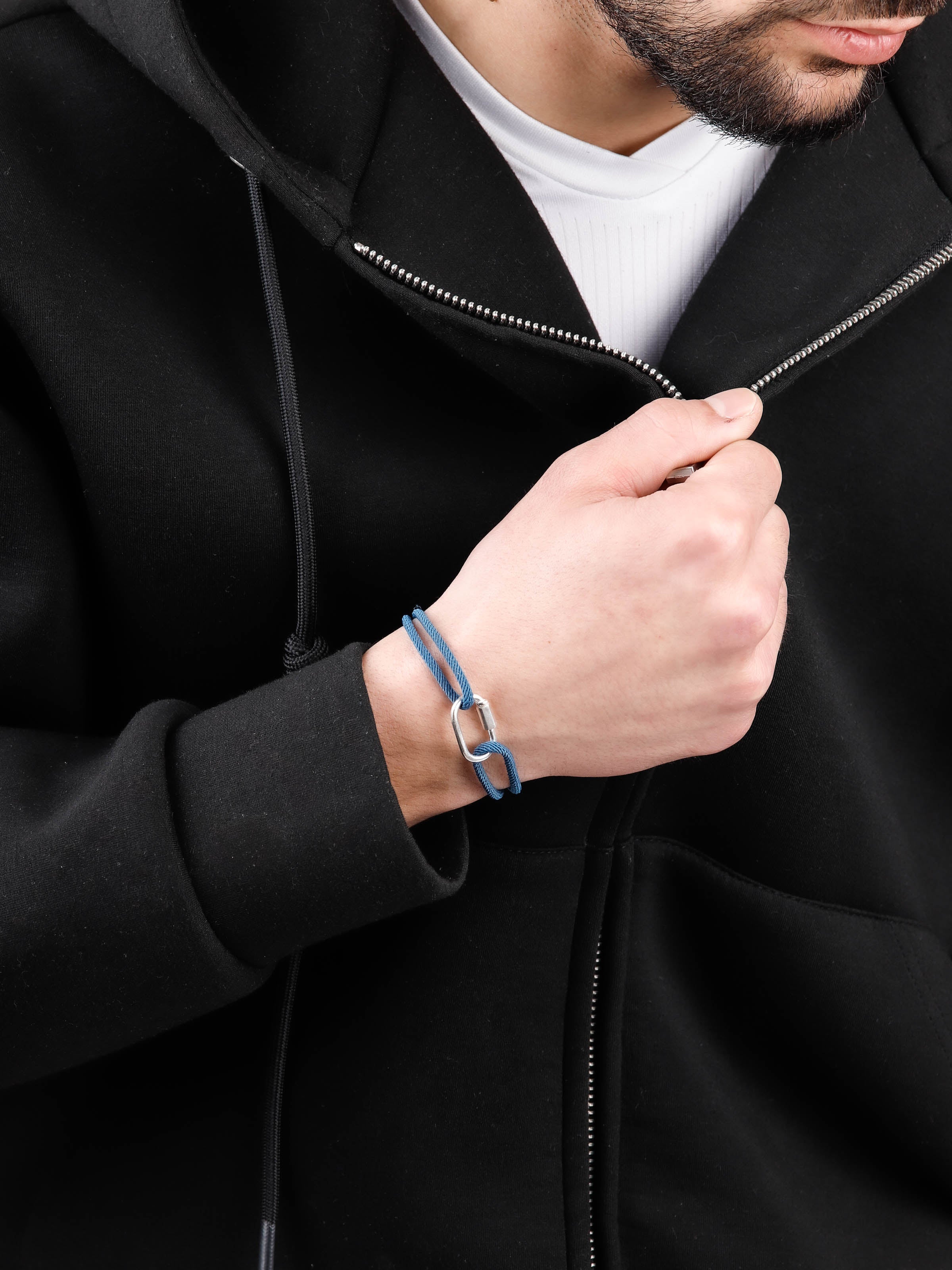 bracelet en argent 925 et cordon pour homme 