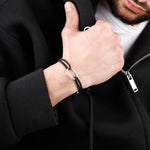 bracelet en argent 925 et cordon pour homme 