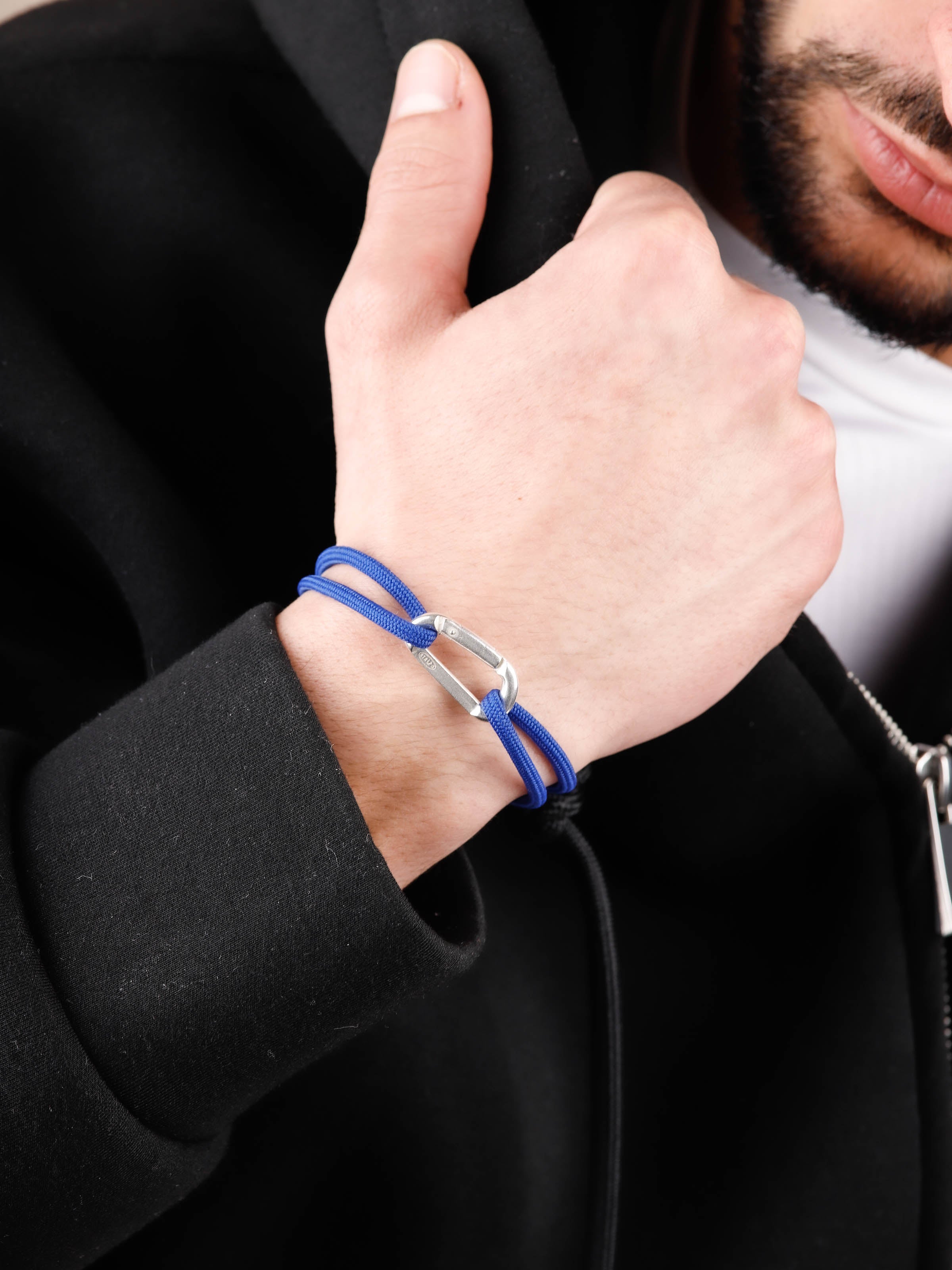 bracelet en argent 925 et cordon pour homme 