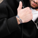 bracelet en argent 925 et cordon pour homme 