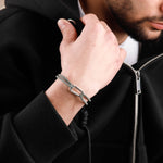 bracelet en argent 925 et cordon pour homme 