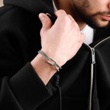 bracelet en argent 925 et cordon pour homme 
