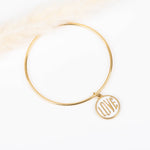 bracelet jonc en acier inoxydable avec breloque pour femme 
